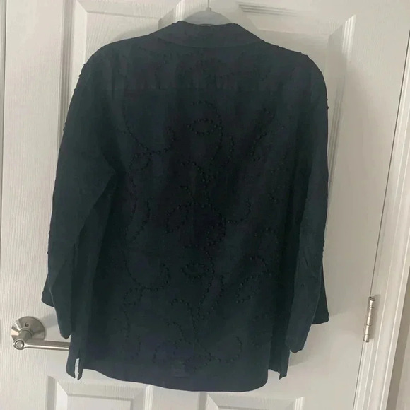Jones New York Black Linen Blouse Size Large - Picture 6 of 10